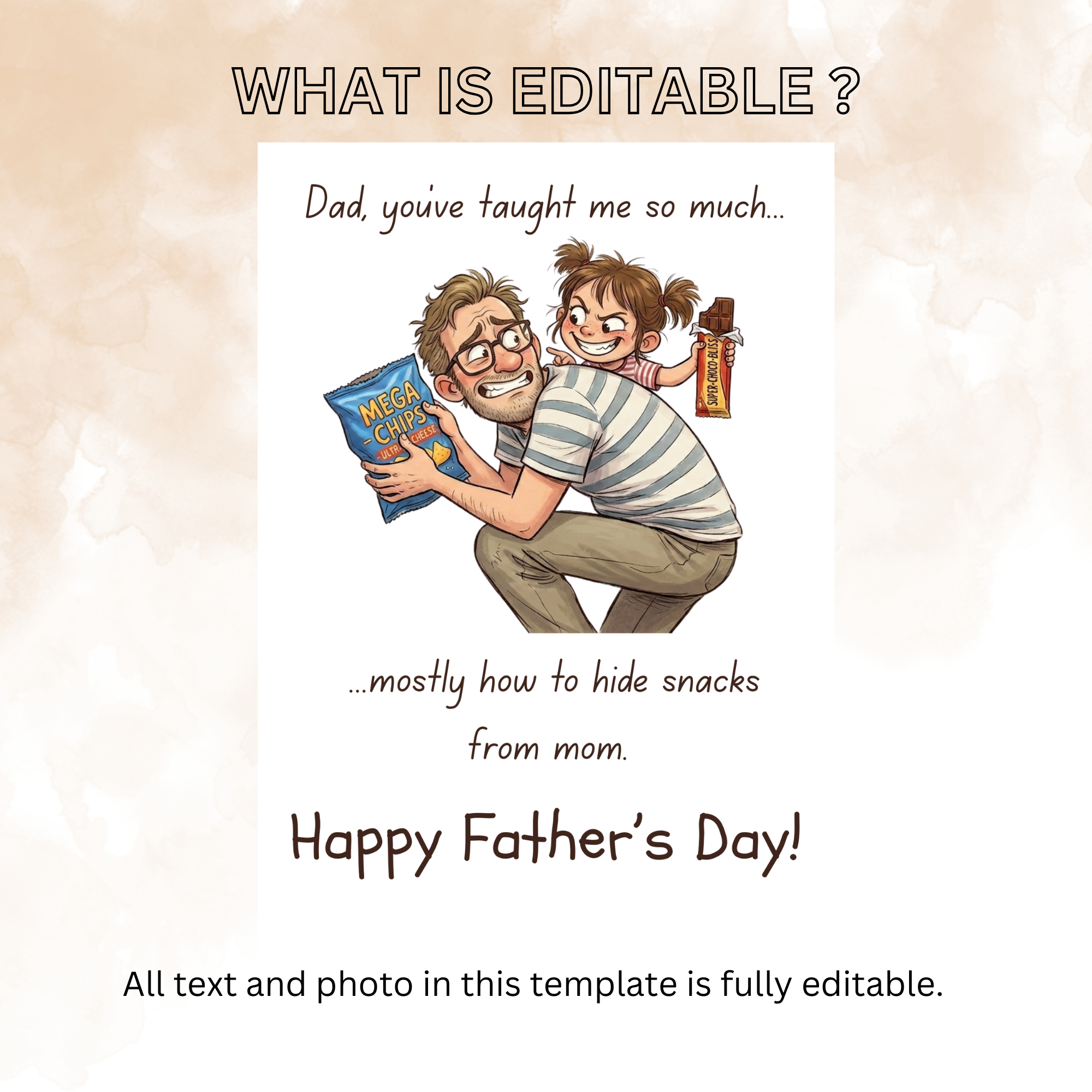 Funny Dad Card for Father’s Day, Dad Birthday Card, Dad Joke Gift from Daughter Son, Printable Digital Download Canva Template