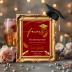 Graduation Favor Sign Template, Red Gold Grad Table Sign, Class of 2026 Party Favors Sign, High School Party Sign, Digital Printable Canva