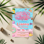 Pool Birthday Party Invitation for Girl, Splish Splash Invite, Summer Beach Kids Invite, Tropical Aloha Luau Invite, Printable Template