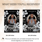 Black Silver Prom Send Off Welcome Party Sign, Prom Queen Poster Sign with photo, Entrance Board Sign, Teen Girl and Boy Printable Template