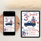 4th of July Birthday Invitation for Kids, Patriotic Pool Party Invite, Fourth of July Invite, Red White Blue Printable Digital Template