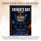 Father’s Day BBQ Party Invitation, Dad Barbecue Cookout Invite, Summer Grill Party Invite, Blue Editable Canva Printable Digital Template