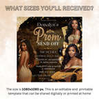 Black Gold Prom Send Off Party Invitation, Prom Queen with photo invite, Woman Prom Night Flyer, Elegant Prom, Digital Printable Template