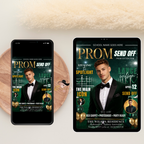 Boy Prom Send Off Party Invitation, Prom King with photo invite, Green Prom Night Flyer Card, High School Prom Digital Printable Template