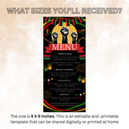 Black Freedom Day Menu Template, Juneteenth Cookout BBQ Party Menu Card, Independence Day Menu, Editable Canva Printable