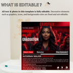 Red Movie Theme Graduation Invitation with Photo for Him and Her, Cinematic Grad Party Announcement Invite, Class of 2026 Canva Template