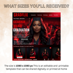 Graduation Invitation with Photo Movie Theme, Red Streaming Style Grad Party Invite, Class of 2026 Flyer, Editable Canva Printable Template