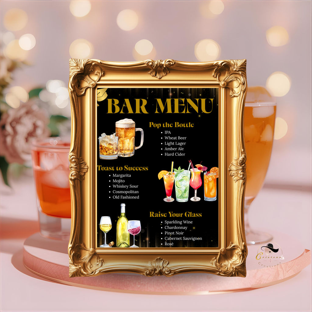 Graduation Bar Menu Template, Editable Drink Menu, Class of 2026 Cocktail Menu, Custom Grad Party Menu, Canva Printable