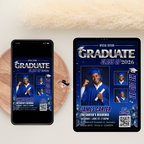 Blue Graduation Invitation, Boy Senior Grad Party with photos invite, Male College High school Graduates Announcement Card Flyer Template