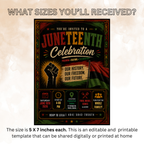 Juneteenth Invitation, June 19th Black Freedom Day Party Invite, BBQ Cookout, Emancipation Day Printable Digital Canva Template