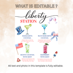 4th of July Drink Menu Sign, Patriotic Signature Drinks, Fourth Of July Cocktails Sign, Red White Blue Printable Template