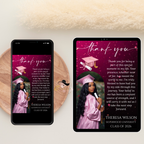 Pink Graduation Thank You Card with Photo, Class of 2026 Grad Party Thank You Note for Her, Graduates Editable Printable Digital Template