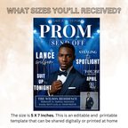 Blue Prom Send Off Invitation, Prom King Party with photo invite, Teen Boy Prom Night Flyer, Magazine Style Digital Printable Template
