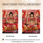 Red Gold Prom Send Off Welcome Party Sign, Prom Queen Poster Sign with photo, Entrance Party Board Sign, Glam Hollywood Printable Template