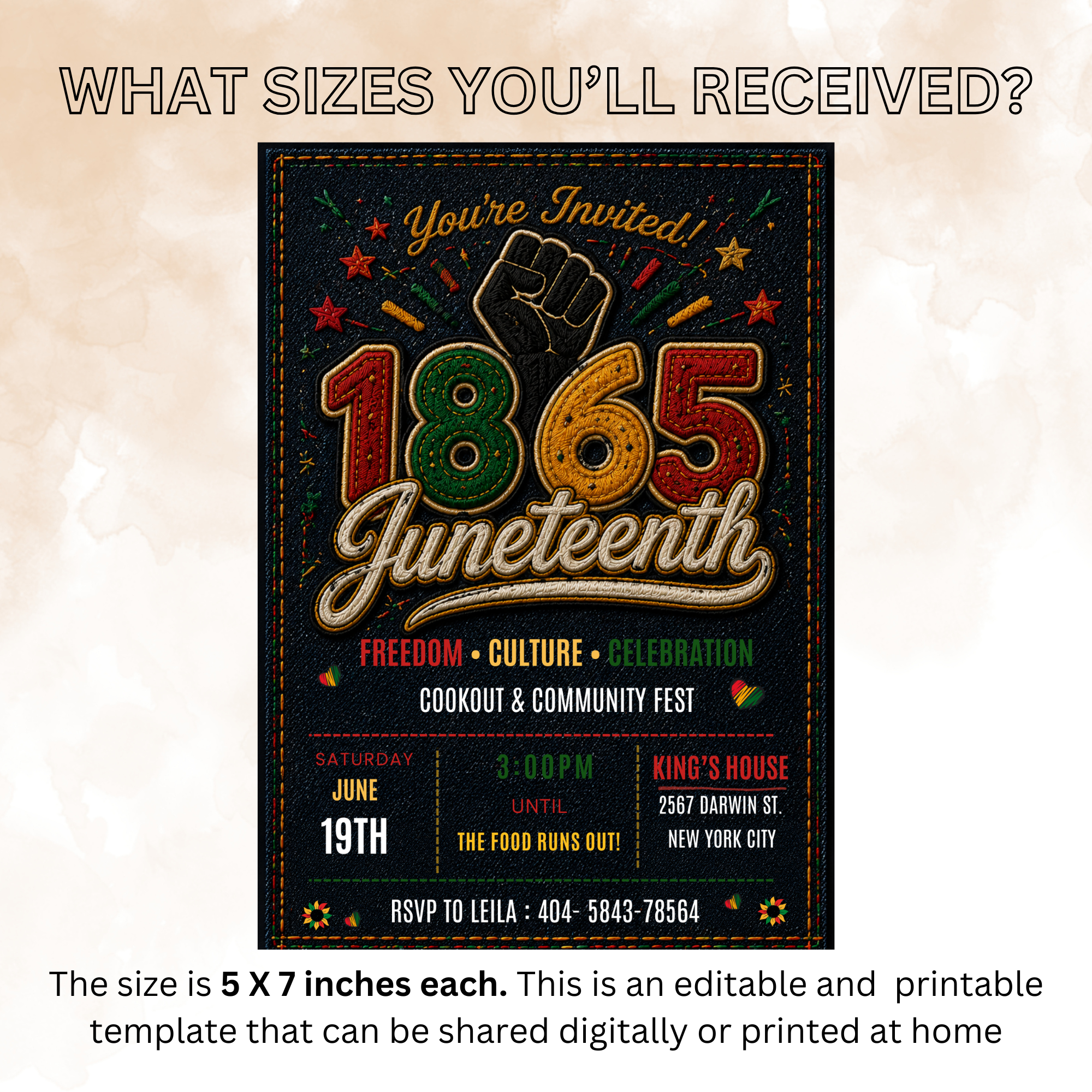 Juneteenth BBQ Party Invitation, June 19th Emancipation Day Black Freedom Celebration, 1865 Invite, Cookout Invite, Printable Canva Template