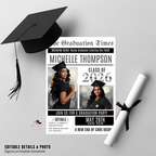 Newspaper Nurse Graduation Announcement Invitation, RN Pinning Ceremony with photo invite, LPN Nursing Graduates, 2026 BSN Flyer Template