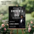 Fathers Day Welcome Sign with Photo, Tuxedo Gentleman Party Sign, Male Poster Sign, Birthday Retirement, Black Printable Editable Template