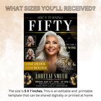 Black Gold 50th Birthday Dinner Invitation, 50 and Fabulous with photo Invite, Fiftieth Birthday Party Card, Digital Printable Template