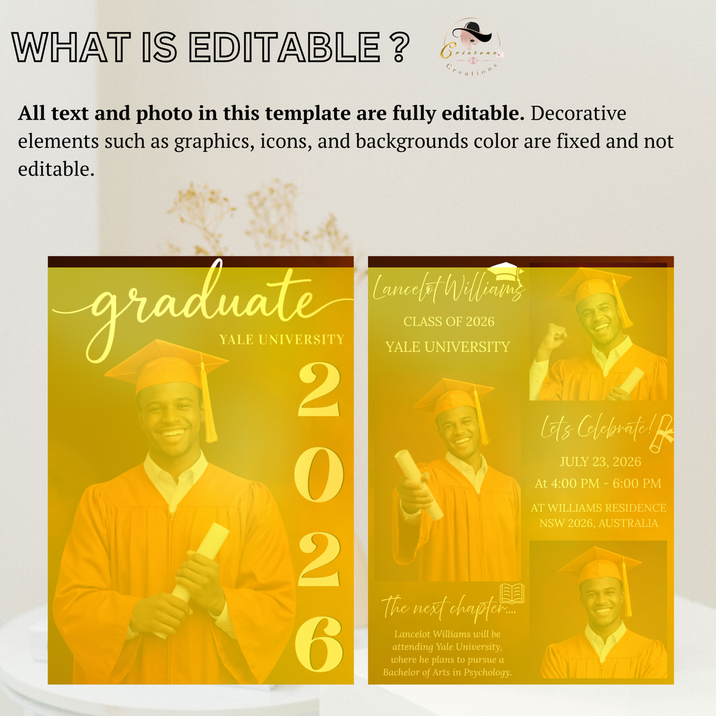 Orange Senior Graduation Invitation, Boy High School Grad with photo invite, Class of 2026, Graduates Flyer Card, Digital Printable Template