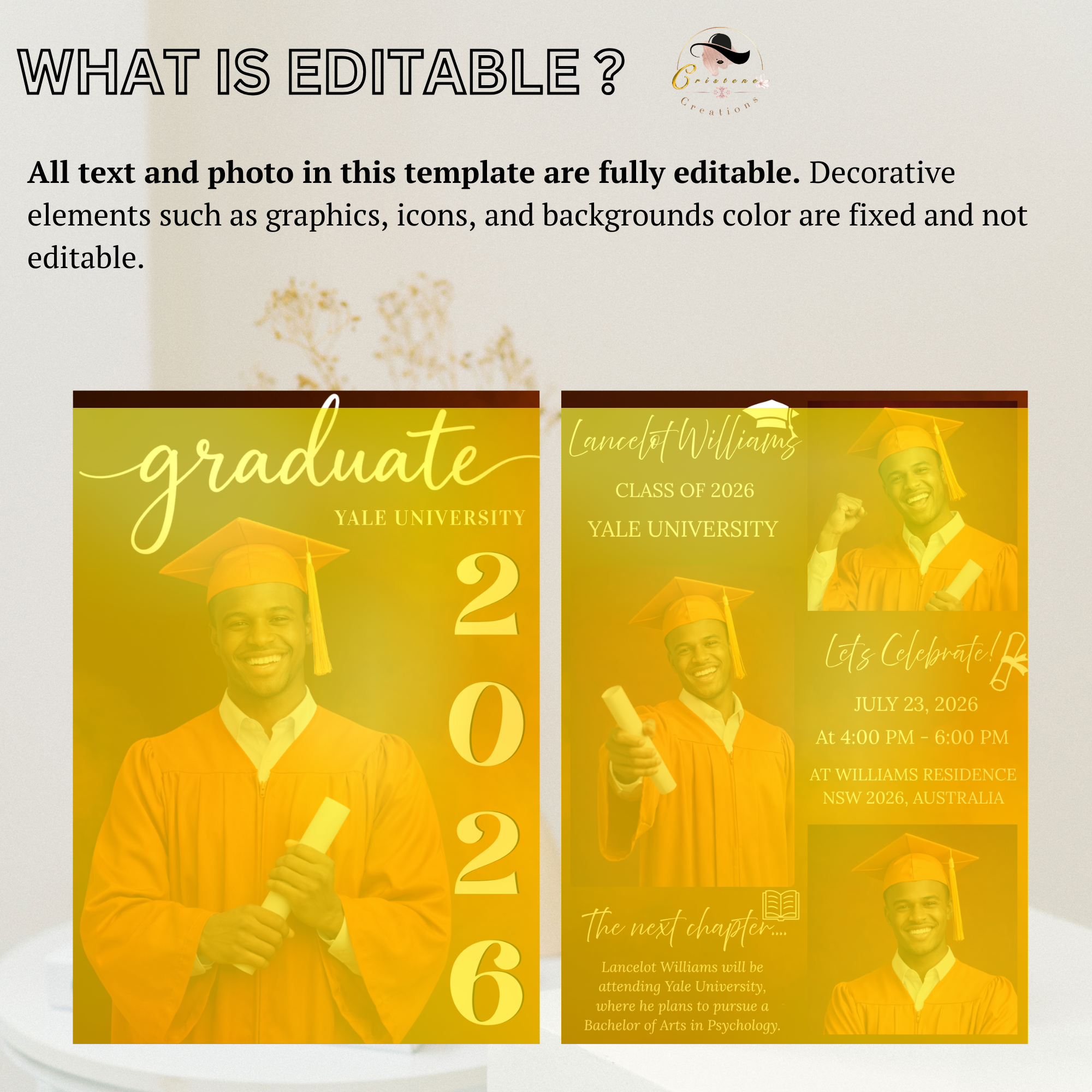 Orange Senior Graduation Invitation, Boy High School Grad with photo invite, Class of 2026, Graduates Flyer Card, Digital Printable Template