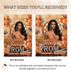 Orange Prom Send Off Welcome Party Sign, Prom Queen Poster Sign with photo, Elegant Party Board Sign, Senior Junior Night Printable Template