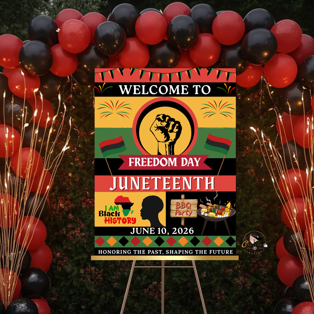 Juneteenth BBQ Welcome Party Sign, Independence Day Sign, Black Freedom Celebration Poster Sign, Cookout Sign, Digital Printable Template
