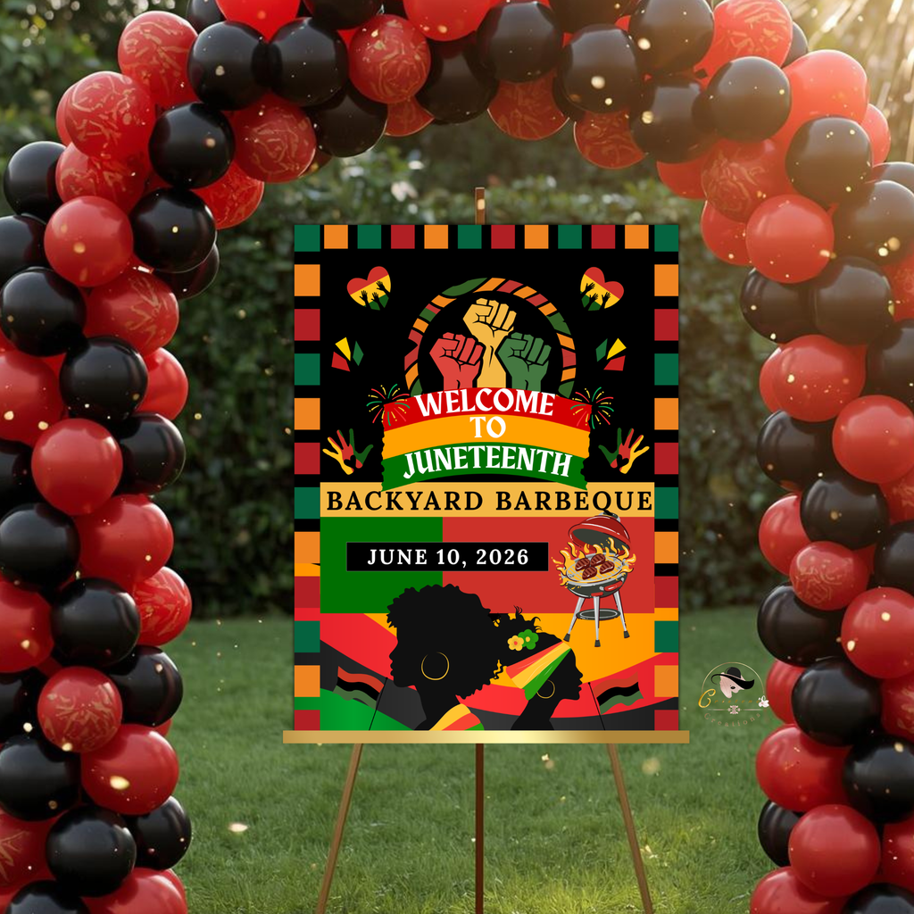 Juneteenth Welcome Sign, BBQ Party Sign, Independence Day Sign, Black Freedom Celebration Poster Sign, Digital Printable Template