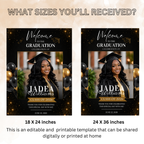 Graduation Welcome Party Sign with Photo, Elegant Class of 2026 Poster Sign, High School College Grad Dinner Brunch Canva Printable Template