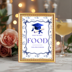 Blue Coquette Graduation Table Signs Bundle, Senior Grad Favor sign, College Fund Sign, Food Sign, Graduates Party Decor Printable Template