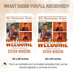 Orange Newspaper Graduation Welcome Party Sign, Boy Senior Grad Announcement Sign with photo, High School Graduates Sign, Printable Template
