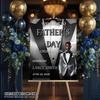 Black Silver Fathers Day Welcome Sign with Photo, Tuxedo Gentleman Party Sign, Birthday Retirement Sign, Dad Poster Sign, Printable Template