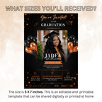 Graduation Party Invitation with Photo, Class of 2026 Grad Announcement Invite for Boys and Girls, Orange Editable Canva Printable Template