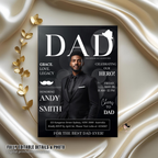 Father’s Day Invitation Magazine Style with Photo, Suit and Tie Dad Party Invite, Brunch or Dinner Invite, Canva Printable Digital Template