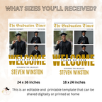 Newspaper Graduation Welcome Party Sign, Boy Senior Grad Announcement Sign with photo, 2026 High School Graduates Sign, Printable Template