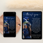 Blue Graduation Thank You Card with photo, Class of 2026 Grad Party Thank You Note For Him and Her, Editable Printable Digital Template