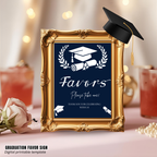 Blue Graduation Favor Sign Template, Senior Grad Table Sign, Class of 2026 Party Favors Sign, High School Party Sign Digital Printable Canva