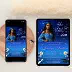 Blue Graduation Announcement Invitation, She Did It invite, Senior Grad Party with photo invite, Class of 2026, Digital Printable Template