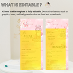 Baby Shower Menu and Program Template, Pink Cloud 9 Baby Shower, Baby Girl Theme, Timeline Schedule, Menu Card Editable Canva Printable