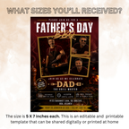 Red Father's Day BBQ Invitation with Photo, Backyard Barbecue Party Invite for Dad Summer Grill Cookout, Editable Digital Printable Template