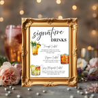Birthday Drink Menu Template, Signature Drinks Sign, Milestone Birthday Retirement Party Cocktail Menu, Canva Digital Printable