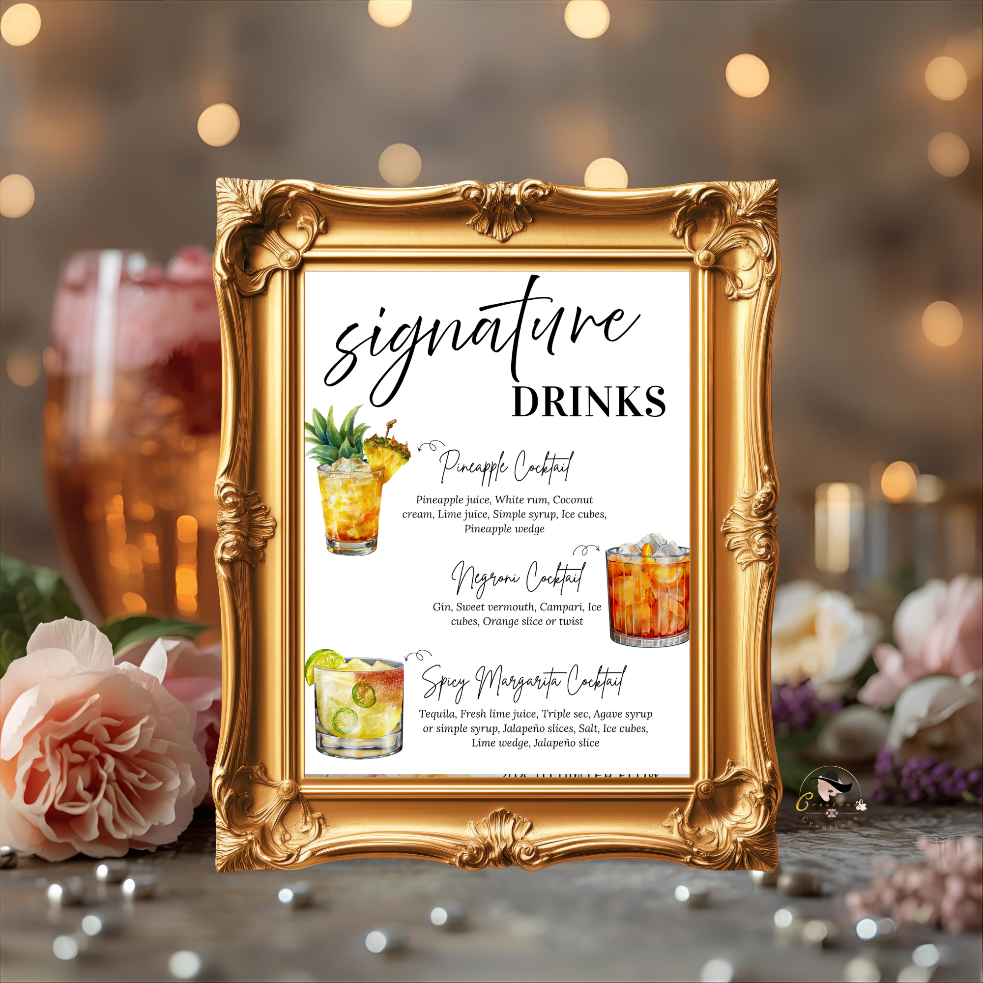 Birthday Drink Menu Template, Signature Drinks Sign, Milestone Birthday Retirement Party Cocktail Menu, Canva Digital Printable