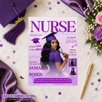 LPN Nurse Graduation Invitation with Photo, Purple Nursing Pinning Ceremony Invite for Her, Editable Canva Printable Template