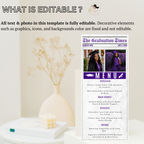 Purple Graduation Newspaper Menu Template with Photo, Senior Grad Party Dinner Menu for High School College, Graduates Menu Printable Card