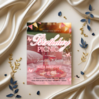 Birthday Picnic Invitation with Photo, Pink Summer Milestone Birthday Party Invite, Girl Picnic at the park Invite, Printable Canva Template