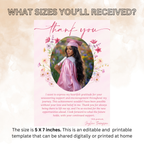 Pink Wildflower Graduation Thank You Card, Senior Grad Party Thank you with photo note, Birthday Thank You Cards, Digital Printable Template