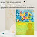 Kids Pool Party Birthday Invitation with Photo, Splash Party Invite, Tropical Summer Swim Party, Boy Birthday, Editable Canva Template