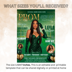 Green Gold Prom Send Off Party Invitation, Prom Queen with photo invite, Girls Prom Night Flyer, Magazine Cover Digital Printable Template