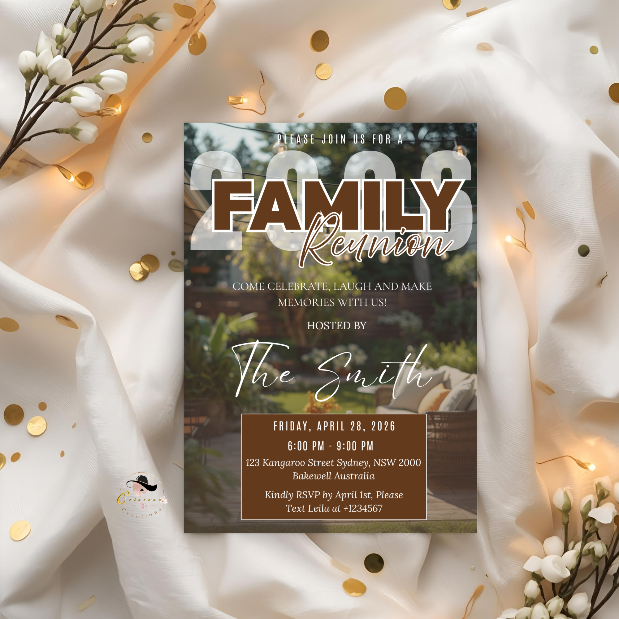 Family Reunion Invitation, Family Gathering Party Celebration Invite, Dinner Brunch Invite, Printable Editable Digital Template