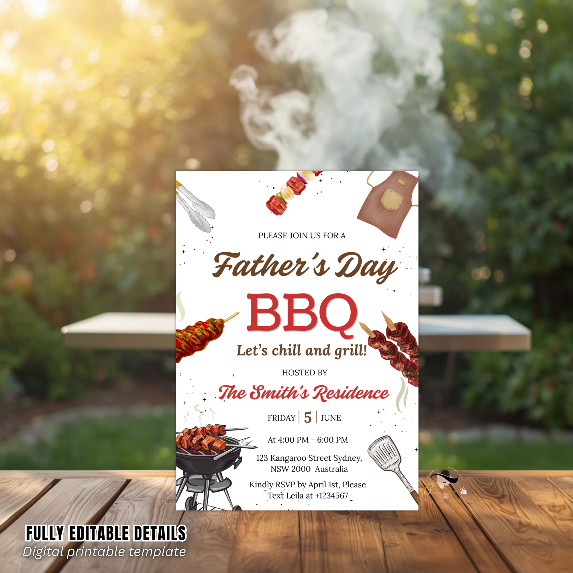 Fathers Day BBQ Party Invitation, Dad Barbecue Invite, Father's Day Brunch Celebration, Dad Flyer Card, Digital Printable Template