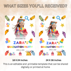 Preschool Graduation Welcome Sign with Photo, Kindergarten Kids Grad Poster Sign, Colorful Party Decor Canva Printable Template
